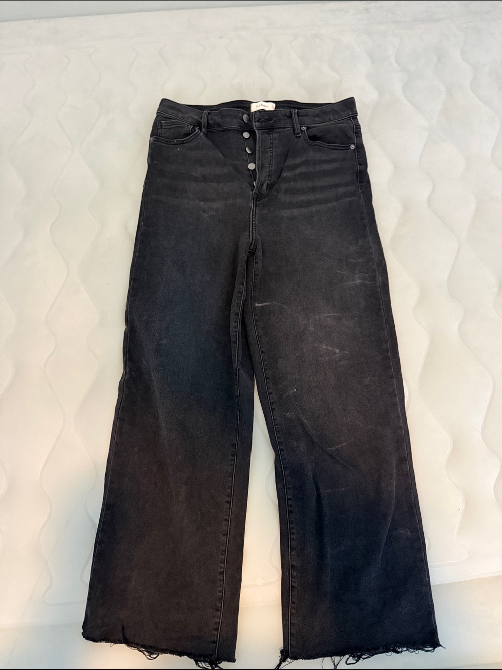 bohme Black High-Rise Wide-Leg Button-Fly Jeans